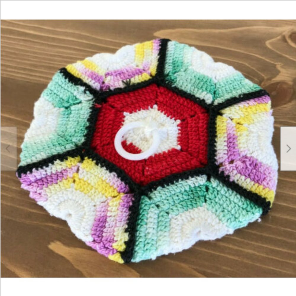 Hand Crochet Granny Square Multi Color Cotton 5.5" Pot Holder Trivet